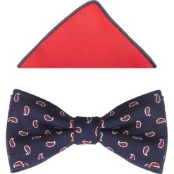 Granatowa mucha w czerwony wzór paisley A143. Czerwone muszki męskie Modini Moda Męska, na co dzień, bez wzorów, z tkaniny, eleganckie. Za 58,50 zł.
