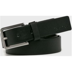 Calvin Klein - Pasek skórzany. Czarne paski męskie marki Calvin Klein, w paski, ze skóry. W wyprzedaży za 199,90 zł.