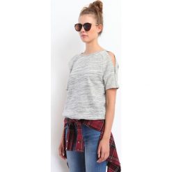 BLUZA NIEROZPINANA DAMSKA GŁADKA. Szare bluzy sportowe damskie TROLL, na zimę, xl, bez wzorów, z jeansu, z krótkim rękawem, krótkie, bez kaptura. W wyprzedaży za 39,99 zł.