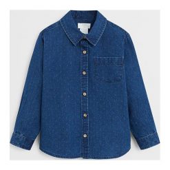Mango Kids - Koszula dziecięca Orange 80-104 cm. Zielone koszule chłopięce Mango Kids, bez wzorów, z bawełny, klasyczne, z klasycznym kołnierzykiem, z długim rękawem, długie. Za 69,90 zł.