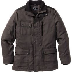Kurtka zimowa z materiału w optyce wełny bonprix antracytowy melanż. Szare płaszcze wełniane męskie bonprix, na zimę, m, bez wzorów, eleganckie, bez kaptura. Za 109,99 zł.