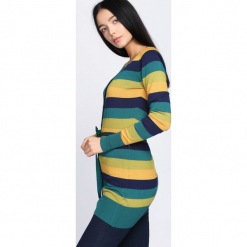 Zielono-Żółty Sweter Miracles. Zielone swetry rozpinane damskie Born2be, l. Za 29,99 zł.