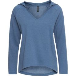 Bluza "oversize" z kapturem bonprix niebieski dżins melanż. Niebieskie bluzy damskie bonprix, z dzianiny, z kapturem. Za 37,99 zł.