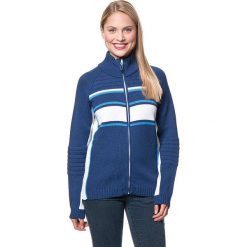 Golfy damskie: Sweter rozpinany w kolorze granatowo-niebiesko-białym