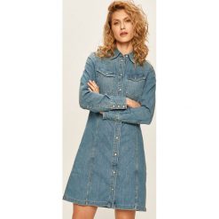 G-Star Raw - Sukienka. Niebieskie sukienki damskie G-Star RAW, na co dzień, s, bez wzorów, z bawełny, retro, bez kołnierzyka, z długim rękawem, długie, mini, rozkloszowane. W wyprzedaży za 449,90 zł.