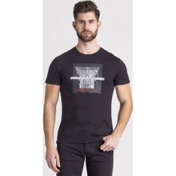 T-SHIRT Versace Jeans. Czarne t-shirty męskie Versace Jeans, s, z nadrukiem, z bawełny, z okrągłym kołnierzem. Za 356,30 zł.