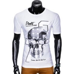 T-SHIRT MĘSKI Z NADRUKIEM S995 - BIAŁY. Białe t-shirty męskie z nadrukiem marki Ombre Clothing, m. Za 29,00 zł.