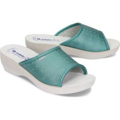 INBLU PL-45N lazurowy, klapki damskie. Niebieskie koturny damskie Inblu, bez obcasa, na koturnie, bez zapięcia. Za 49,90 zł.