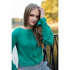 Bluzka Plisa Zielona. Zielone bluzki damskie Pakamera, w paski, bez kołnierzyka, bez rękawów. Za 290,00 zł.