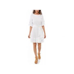 Sukienka Amanda. Białe sukienki damskie Martino demi, s, bez wzorów, z bawełny, bez kołnierzyka, bez rękawów. Za 399,00 zł.