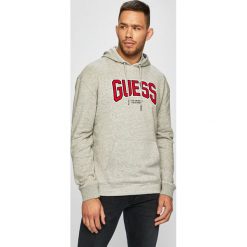 Guess Jeans - Bluza. Szare bluzy męskie Guess Jeans, s, z aplikacjami, z bawełny, z kapturem, bez rękawów, z kapturem. W wyprzedaży za 239,90 zł.