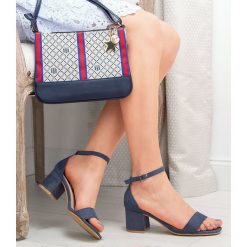 Sandałki damskie Laura Mode QL-158 Niebieskie. Niebieskie sandały damskie LAURA MODE, bez wzorów, z zamszu, klasyczne, na niskim obcasie, na obcasie, bez zapięcia. Za 89,00 zł.