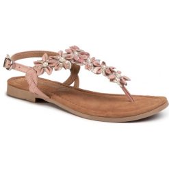 Sandały MARCO TOZZI - 2-28148-24 Rose Comb 596. Różowe klapki damskie Marco Tozzi, z aplikacjami, ze skóry, bez obcasa, na obcasie. Za 179,00 zł.