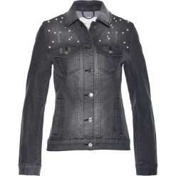 Kurtka dżinsowa z perełkami bonprix szary denim. Szare kurtki damskie marki bonprix, z denimu, klasyczne. Za 74,99 zł.