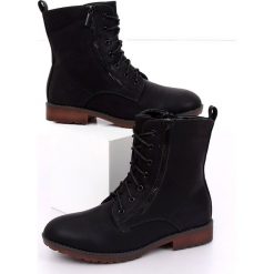 Botki workery czarne W333 Black. Czarne botki damskie ButyModne, ze skóry ekologicznej, klasyczne, bez obcasa, na płaskiej podeszwie, na sznurówki. W wyprzedaży za 98,84 zł.