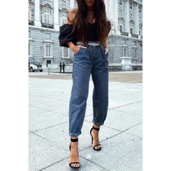 Jeansy KAIZA NAVY. Niebieskie jeansy damskie Jeansy KAIZA NAVY. W wyprzedaży za 69,00 zł.