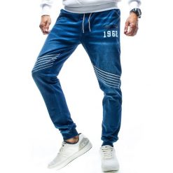 Spodnie joggery na gumce męskie granatowe Recea. Spodnie męskie Recea, s, bez wzorów. Za 79,99 zł.