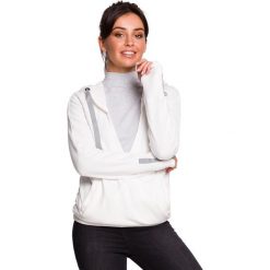 Bluza z kapturem i przodem na zakładke - ecru. Bluzy damskie BE, s, bez wzorów, z bawełny, bez rękawów, z kapturem. Za 189,00 zł.