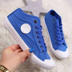 Trampki tekstylne wysokie granatowe Big Star DD274911. Trampki i tenisówki damskie BIG STAR, bez wzorów, bez zapięcia. Za 60,00 zł.