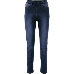 Legginsy dżinsowe power-stretch z wysoką talią bonprix ciemny denim. Niebieskie jeansy damskie bonprix. Za 59,99 zł.