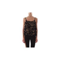 Bluzki Kaos Collezioni KIJTM006. Czarne bluzki damskie Kaos Collezioni, bez wzorów, bez kołnierzyka, bez rękawów. Za 173,12 zł.