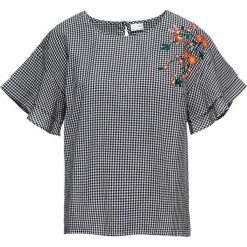Bluzka z haftem bonprix biało-czarny w kratę. Białe bez kategorii marki bonprix, z haftami. Za 59,99 zł.