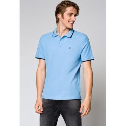 Koszulka Błękitna Polo Wayne. Niebieskie koszulki męskie LANCERTO, xl, bez wzorów, z bawełny, klasyczne, polo, bez rękawów. W wyprzedaży za 89,90 zł.