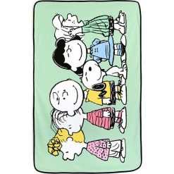 Kąpielówki męskie: Ręcznik plażowy „Snoopy Friends” w kolorze zielonym ze wzorem – 150 x 90 cm