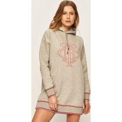 Tommy Hilfiger - Sukienka. Niebieskie sukienki damskie TOMMY HILFIGER, na co dzień, s, z aplikacjami, z bawełny, casualowe, z kapturem, z długim rękawem, długie, mini, proste. Za 599,90 zł.