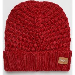 Pepe Jeans - Czapka. Brązowe czapki damskie marki Pepe Jeans, na zimę, z jeansu. W wyprzedaży za 79,90 zł.