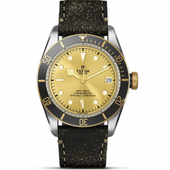 ZEGAREK TUDOR BLACK BAY S&G 79733N CALF LEATHER CHAMP INDEX. Żółte zegarki męskie TUDOR, ze stali. Za 16090,00 zł.