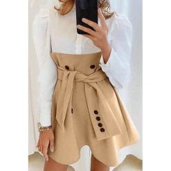 Sukienka TABIRA BEIGE. Brązowe sukienki damskie Sukienka TABIRA BEIGE, s, bez wzorów, bez kołnierzyka, z krótkim rękawem, krótkie, mini. W wyprzedaży za 99,00 zł.