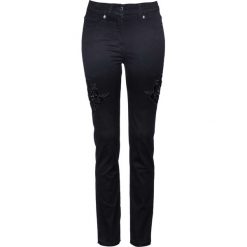 Dżinsy z aksamitną aplikacją bonprix czarny. Czarne jeansy damskie marki bonprix. Za 79,99 zł.