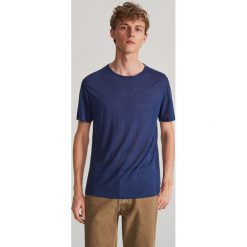 T-shirt z lnu - Granatowy. Niebieskie t-shirty męskie Reserved, s, bez wzorów, bez kołnierzyka. Za 59,99 zł.