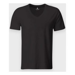 Męska koszulka v-neck (bez nadruku, gładka) - ciemno szara. Szare koszulki męskie MegaKoszulki, m, z nadrukiem, z bawełny, klasyczne, bez kołnierzyka, bez rękawów. Za 29,90 zł.