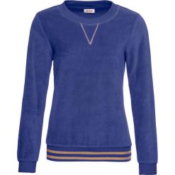 Bluza z dzianiny welurowej nicki bonprix szafirowy. Niebieskie bluzy damskie bonprix, z dzianiny. Za 89,99 zł.