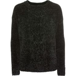 Sweter z szenili bonprix czarny. Czarne swetry klasyczne damskie bonprix, z wełny. Za 79,99 zł.