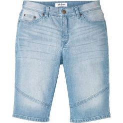 Bermudy dżinsowe ze stretchem Regular Fit bonprix niebieski "bleached”. Niebieskie jeansy męskie bonprix, m, bez wzorów, z jeansu. Za 99,99 zł.