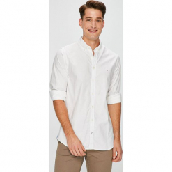 Tommy Hilfiger - Koszula. Białe koszule męskie TOMMY HILFIGER, s, bez wzorów, z elastanu, casualowe, button down, z długim rękawem. W wyprzedaży za 299,90 zł.