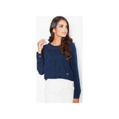 Bluzka M395 Granat. Niebieskie bluzki damskie FIGL, m, bez wzorów, eleganckie, bez kołnierzyka, z długim rękawem. Za 99,00 zł.