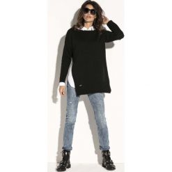 Czarny Wygodny Sweter z Rozporkami na Bokach. Czarne swetry oversize damskie marki Born2be, na jesień, l. Za 119,90 zł.