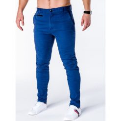 SPODNIE MĘSKIE CHINO P646 - NIEBIESKIE. Niebieskie chinosy męskie marki Ombre Clothing, s, z bawełny. Za 59,00 zł.