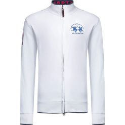 Bluza LA MARTINA PASCUAL. Białe bluzy męskie La Martina, z haftami, z bawełny, sportowe, ze stójką, bez rękawów, bez kaptura. W wyprzedaży za 474,00 zł.
