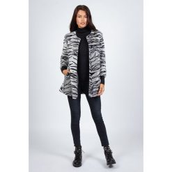 Płaszcz przejściowy w kolorze szaro-czarnym. Szare kurtki damskie Snowie Collection, xxl, bez wzorów, długie, bez kaptura. W wyprzedaży za 159,95 zł.