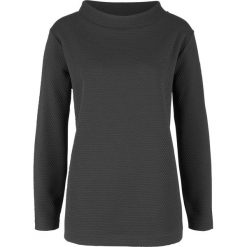 Bluza w wypukły wzór bonprix czarny. Czarne bluzy damskie bonprix, bez wzorów, bez rękawów, bez kaptura. Za 34,99 zł.