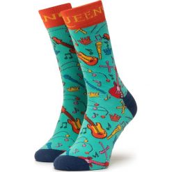 Skarpety Wysokie Unisex HAPPY SOCKS - QUE01-6700 Kolorowy Zielony. Zielone skarpetki damskie Happy Socks, bez wzorów, z elastanu. Za 54,90 zł.