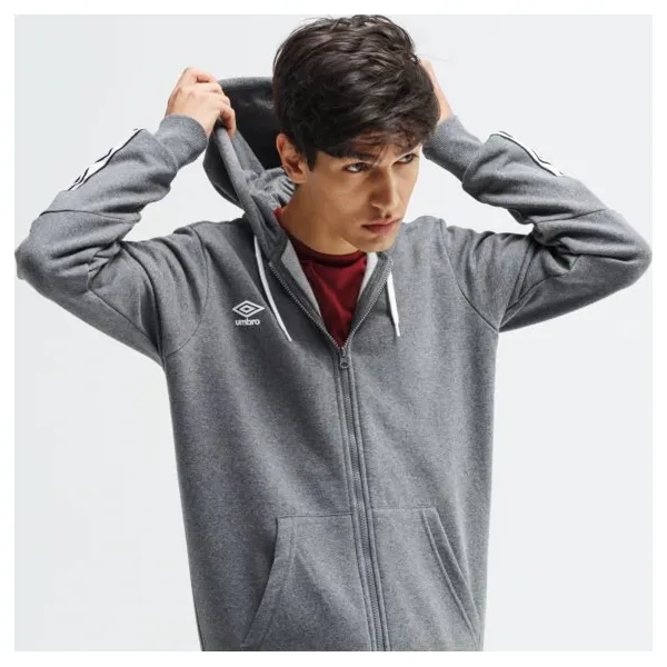 Umbro Bluza Fz Fleece With Cuff Taping , szary, rozmiar L. Szare bluzy męskie Umbro, m, bez wzorów, z bawełny, sportowe, z kapturem, bez rękawów, z kapturem. Za 129,99 zł.