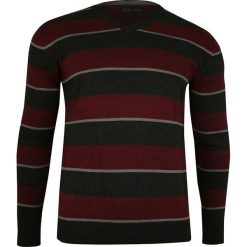 Popielato-Buraczkowy Sweter Męski w Serek -ELKJAER- Dekolt V-Neck, Bawełniany, w Paski, Prążki SWKNGS2437antracyt. Czerwone swetry męskie Elkjaer, m, w paski, z bawełny, eleganckie, z dekoltem w serek, bez kaptura. Za 169,00 zł.