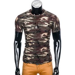 T-shirty męskie: T-SHIRT MĘSKI BEZ NADRUKU S852 – BRĄZOWY