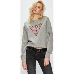 Guess Jeans - Bluza. Szare bluzy rozpinane damskie Guess Jeans, l, z aplikacjami, z bawełny, bez kaptura. Za 369,90 zł.